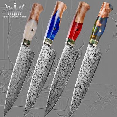 China Viable Japanese Chef Knife Premium Kitchen Cooking Tools 67 Layers VG10 Damascus Stainless Steel Blue Red White Wooden Handle Cookware for sale