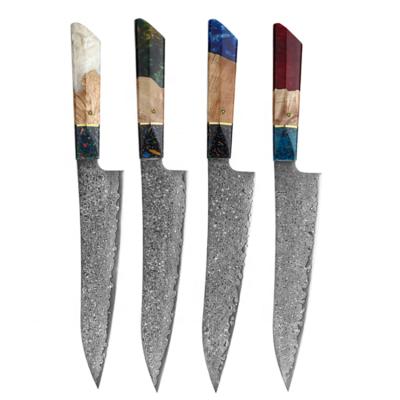 China 8.6 Inch Handmade Damascus Chef Knife Professional Cooking Knife With Different Color Resin Japanese Steel Handle for sale