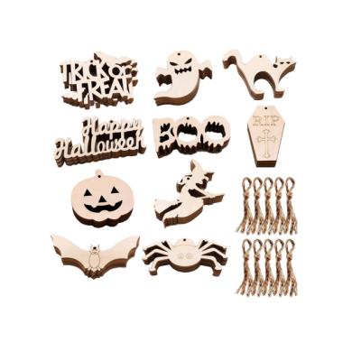 China 2022 Party Supplies Decoupage Tending Wooden Party Supplies Diy Crafts Unfinished Natural Wood For Hanging Halloween Decorations Gifts for sale