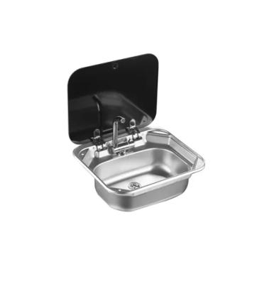 China Modern Single Basin Bowl Square Stainless Steel Kitchen Sink For RV Caravan Sink Travel Trailer for sale