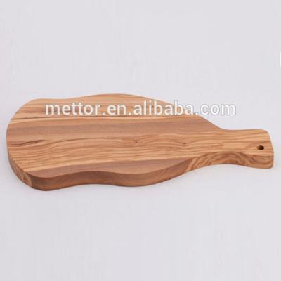 China Sustainable High Quality Unique Olive Wooden Cheese Board From Mettor, Bottle Shape Cheese Board for sale