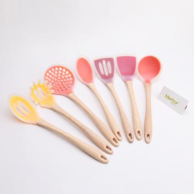 China Sustainable Professional Production Silicone Kitchen Utensil 7 Pieces Cooking Set for sale