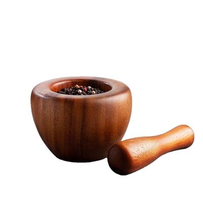 China Cheap viable price acacia mortar and wooden pestle, wooden acacia wood mortar and pestle, wooden messy person for sale