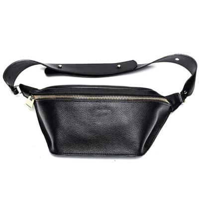 China Water Proof Christmas Gifts Present Fashion Stylish Bum Hip Crossbody Bag Traveling Black Leather Fanny Pack for sale