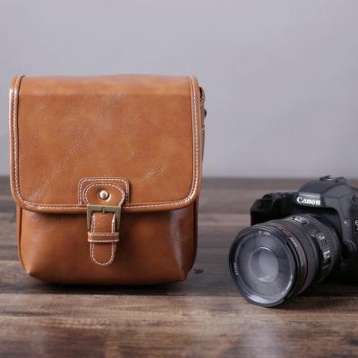 China Protective Effects PU Leather DSLR Bag Camera Travel Bag Customized Leather Shoulder Bag Digital Camera Cover for sale