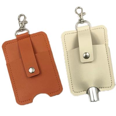 China Protect Personal High Quality Hand Sanitizer and Pepper Spray Bottles with Leather Custom Hand Sanitizer Spray Hand Holder Case Pouch Key Chain for sale