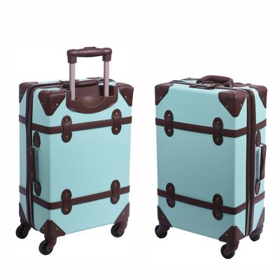 China 20 inch cabin size classic Japanese style trunk trolley traveling suitcase retro PU leather vintage carry on luggage for sale