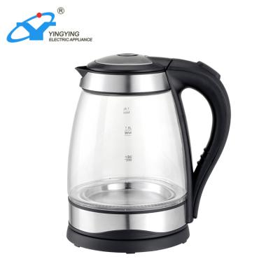 China Cordless Home Heating 1.8L Popular Glass Boilers Design Electric Kettle for sale