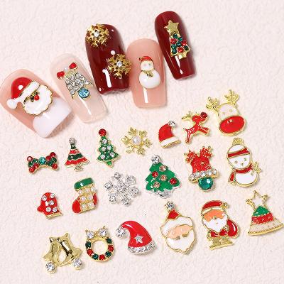 China As shape chart 3D Christmas nail art Charms fashion design metal alloy rhinestones DIY Accessories Snowflake Elk Christmas Nail Art Decorations for sale