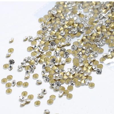 China Nail Art Decoration SS4-SS38 Pointed Bottom charms crystal Clear Nail gold bottom white Rhinestone Accessories DIY Decoration Nail Art Diamonds for sale