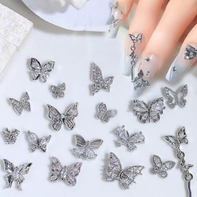 China Nail Art Decoration Hot sale Luxury Metal Butterfly Crystal gem Manicure Craft Zircon Rhinestones Butterfly Charms nail art Decoration Access for sale