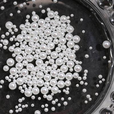 China Nail Art Decoration 1.5MM-6MM High quality non-porous spherical round bead pearl Plastic rhinestone Decoration Pure White Mix Pearl Nail Art for sale