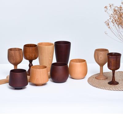 China Sustainable Supply Professional Multifunctional Acacia Coffee Wine Grape Wine Cup Wooden Drink Cups for sale