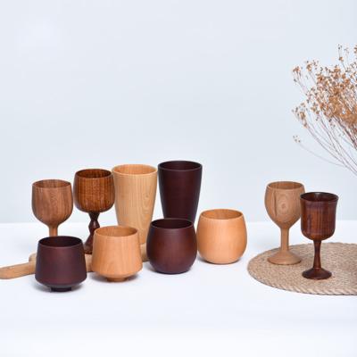 China New Sustainable Hot Sale Natural Solid Cedar Wood Wooden Tea Cup Wine Cup For Sale for sale