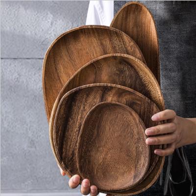 China Sustainable Natural Tableware Dining Plate Food Serving Wooden Dessert Dish For Sale for sale