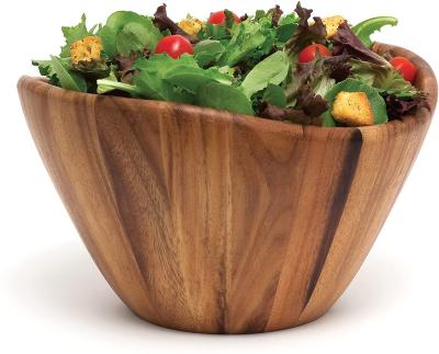 China China Manufacturer Sustainable Supply Professional Kitchenware Salad Fruits Wooden Natural Bamboo Fruits Wooden Salad Bowl for sale