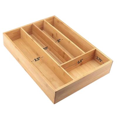 China Hot Selling Bamboo Knife Drawer Organizer Kitchen Silverware Holder High Grade Viable Household Desk Drawer Organizer for sale