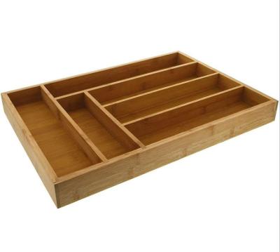 China Hot Selling Kitchen Drawer Organizer Premium 100% Multifunctional Bamboo Drawer Organizer Viable for sale