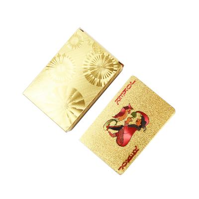 China Durable Plastic Playing Cards Gold Foil Poker 24K Paper Gold Foil Plated Playing Cards for sale