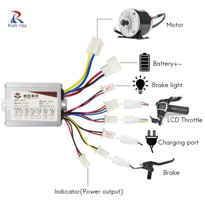 China Factory Direct Sales YK31C 24V 36V 48V 350W 500W 800W Electric Spare Parts Smaller Brushed Bicycle Controller for sale