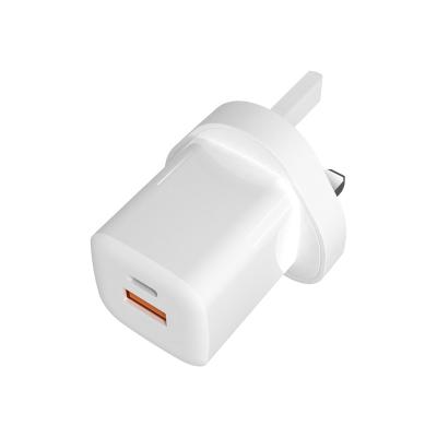 China 33W USB C Quick Charge Small Size Quick Charge QC3.0 Wall Palladium Travel Dual Port Type C Charger Adapter For Mobile Phone Laptop for sale