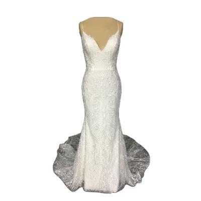 China 2022 Anti-Static New Stain Lovers Ties Full Lace Tulle Wedding Dress A-Line Dress for sale