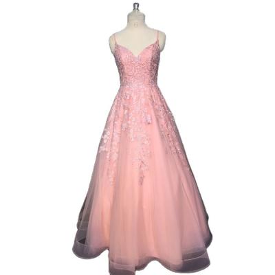 China Anti-Static Sweetheart Ties Ball-Gown Applique Lace Tulle Princess Evening Dress for sale