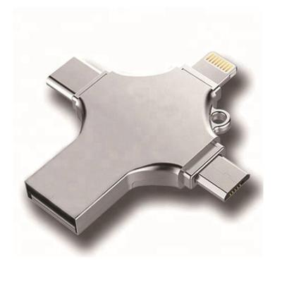 China Metal 4in1 mobile phone usb drive usb flash drive memory pen flash dirve 8/16/32/64/128/256GB stick disk for sale