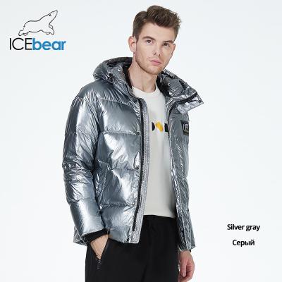 China Bright Silver Windproof Winter Jacket Waterproof Short Thick Winter Jacket Mens Shining Fabric for sale