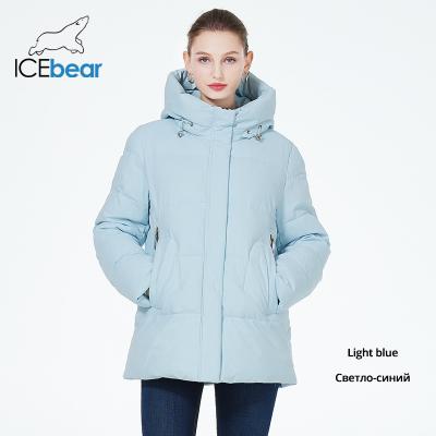 China abrigo de invierno de longitud moderada chaqueta de algodón blanco con doble cremallera y capucha en venta