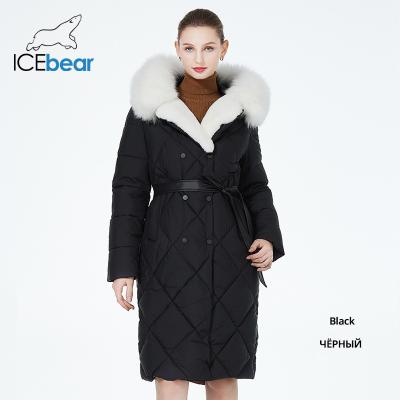 China Luxurious Down Ladies Cotton Jacket Detachable Fur Collar Women'S Cotton Winter Coats for sale