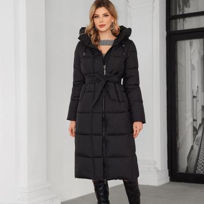 China Women Long Coat Winter Warm Coat Down Or Biodown Or Bio Fluff Coat For Winter Hooked Water Proof And Windproof For Cold Winter Dark Colour for sale