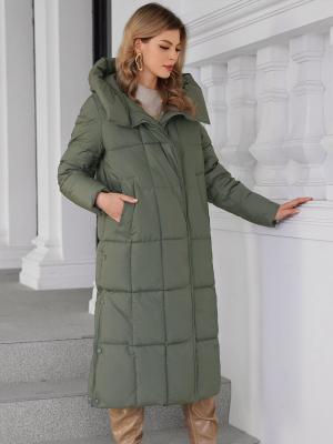 Chine 115 cm de longueur longue femme veste couleurs foncées chaleur hiver Graphène ligne de chauffage autonome résistant aux intempéries crocheté bas des genoux longueur à vendre