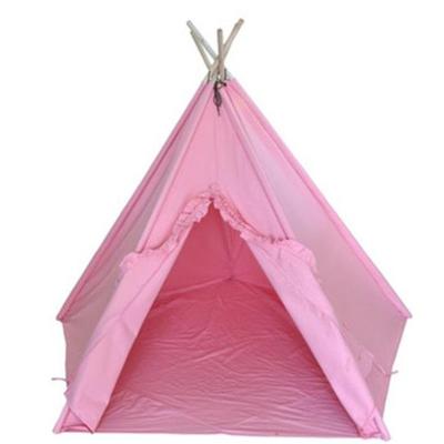 China Diagonal Tying Type Kids Play Eco-friendly Wooden Teepee Tent Cotton Canvas Teepee Tent For Sale for sale