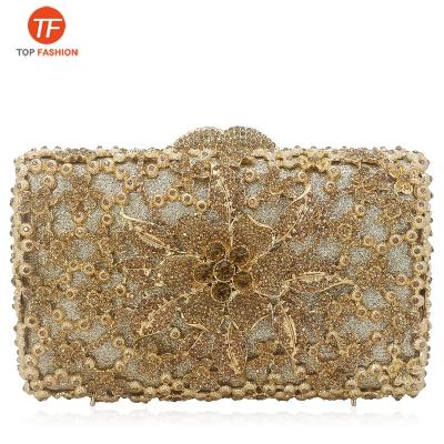 China Luxury Factory Wholesale Luxury Rhinestone Wedding Purse Women Party Handbag Crystal Flower Evening Clutch Bag for sale