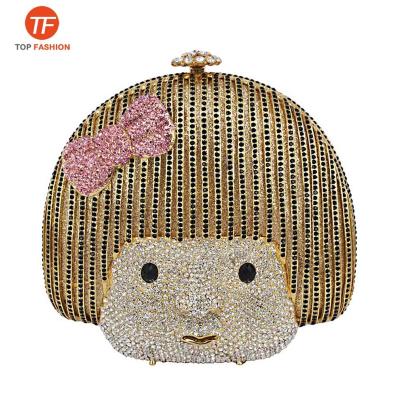 China Factory Wholesale Luxury Crystal Rhinestone Clutch Girl Face Party Bag Evening Clutch Purse for sale