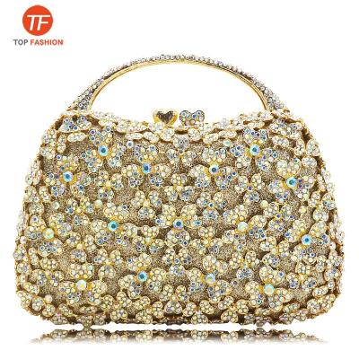 China Luxury Factory Wholesale Clutch Bags Wedding Bridal Floral Women Evening Clutch Bags Crystal Tote Bags Luxury Small Irridesent for sale