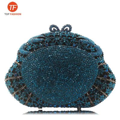 China Luxury Factory Wholesale Handmade Crystal Rhinestone Crab Minaudiere Clutch Evening Bag Purse For Prom Wedding Party for sale