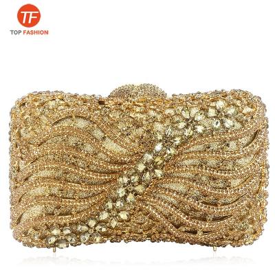 China Factory Wholesale Luxury Large Evening Clutch Crystal Clutch Wedding Prom Party Female Bow Purse for sale