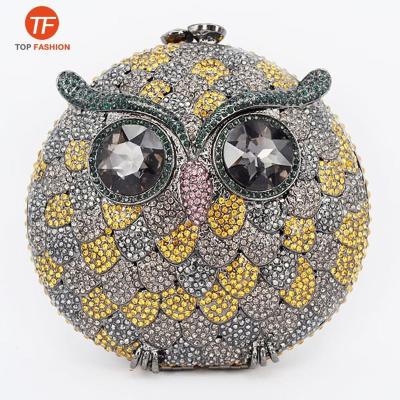 China Sparkle China Factory Wholesale Luxury Wedding Diamond Owl Minaudiere Purse Crystal Rhinestone Clutch Evening Bag for sale