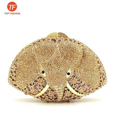 China Sparkle China Factory Wholesale Luxury Wedding Diamond Elephant Minaudiere Purse Crystal Rhinestone Clutch Evening Bag for sale