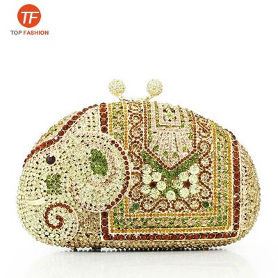 China Spark China Factory Wholesale Luxury Wedding Party Diamond Thailand Elephant Minaudiere Purse Crystal Rhinestone Clutch Evening Bag for sale