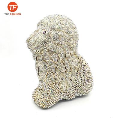 China Spark China Factory Wholesale Luxury Crystal Rhinestone Clutch Evening Bag Wholesale For Formal Party 3D Lion Minaudiere Purse for sale