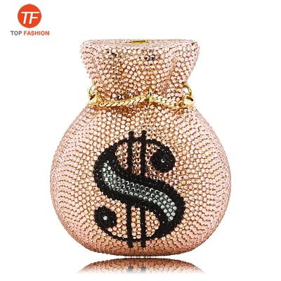 China New Designed Luxury Women Luxury Even Pocket Money Bags US Dollar Diamonds Crystal Clutches Party Purses for sale