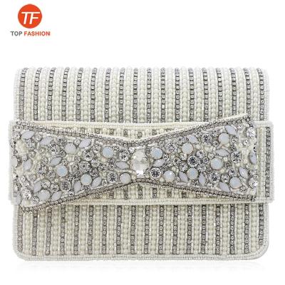 China Luxury Factory Wholesale Rhinestones Crystal Evening Bags Wedding Ladies Foldover Clutch Party Pearls Purses and Handbags for sale