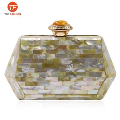 China Luxury Factory Sell 2021 Wholesale Custom High End Rectangle Argyle Pattern Luxury Mother of Pearl Clutch for sale