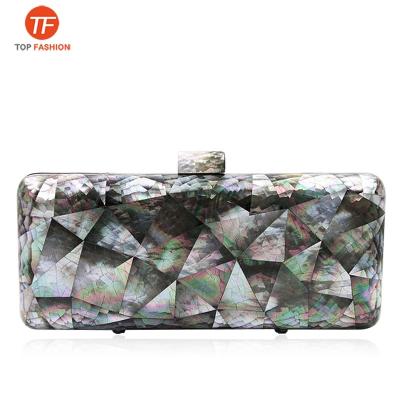 China Luxury Factory Sell 2021 Wholesale Custom High End Rectangle Argyle Pattern Luxury Mother of Pearl Clutch for sale