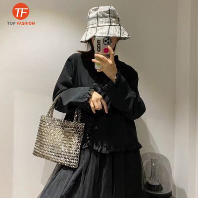 China 2020 Luxury Popular Silver Plating Beads Tote Women Handbag Vintage Shopping Tote Resin Purse for sale