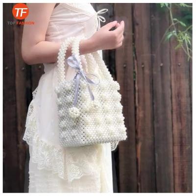 China Luxury Fancy Handmade Resin Pearl Beaded Tote Handbag Women Top-Handle Lady Bags China OEM Factory Wholesales for sale