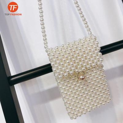 China 2019 Luxury Nice Handmade Resin Beaded Phone Purse Women's Mini Crossbody Bag Beaded Handbag for sale